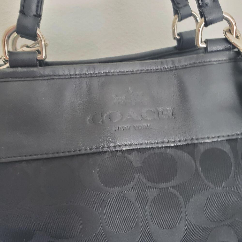 Coach Mini Drawsting Carryall Bag Signature Black Logo Leather Crossbody Purse - Picture 3 of 14